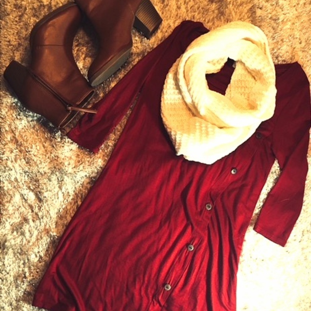 Corner Clothing Deep Red Side Button Tunic